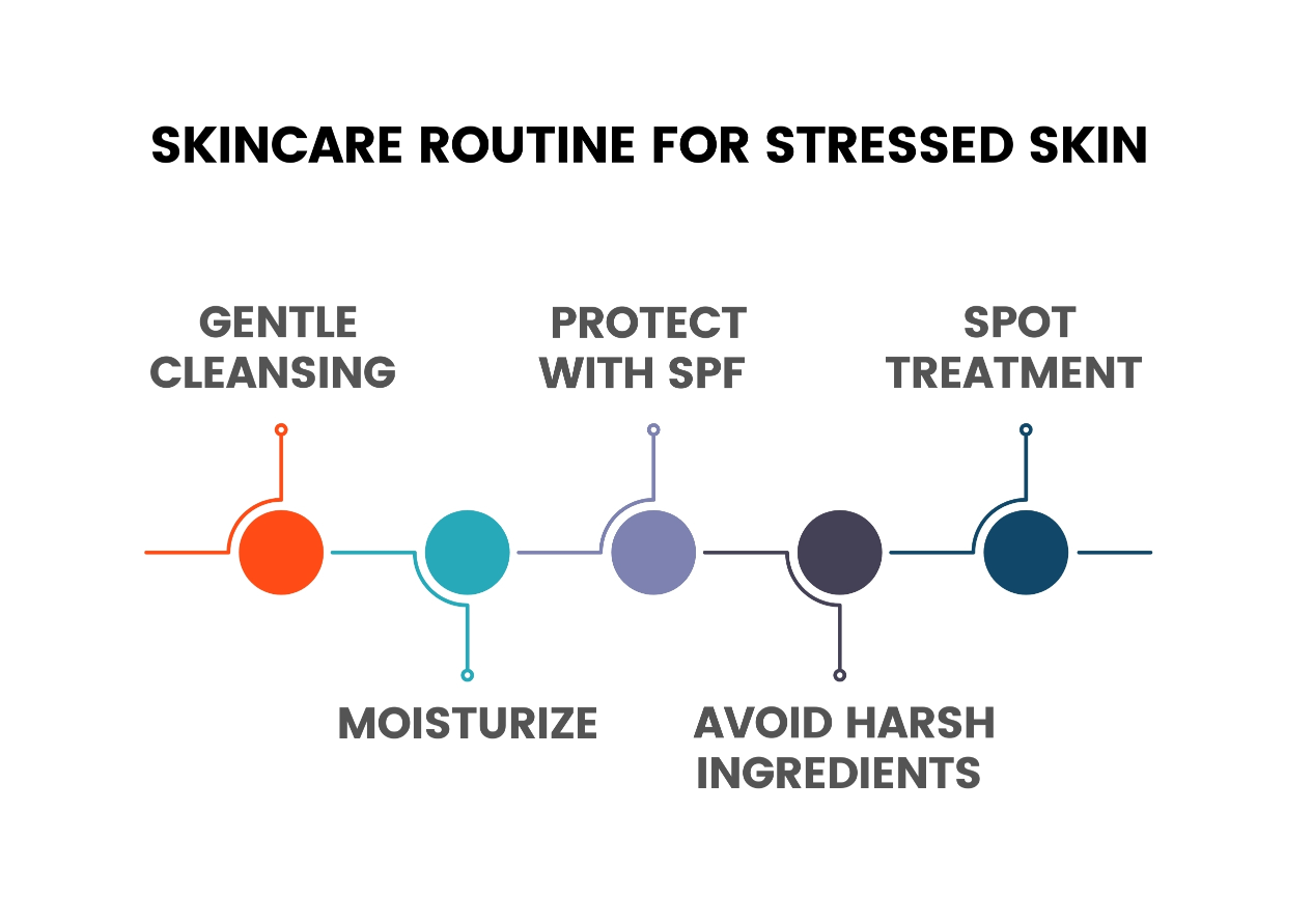 Skincare Routine for Stressed Skin Infographic